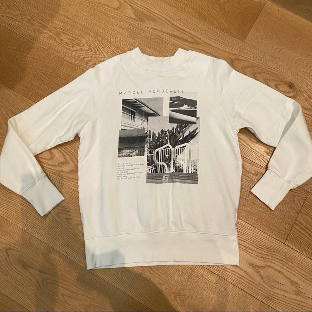 Marcel Von Berlin  I Got It Lyrics Graphic Tee Long Sleeves Crew Neck White